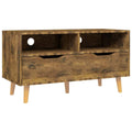 vidaXL Engineered Wood TV Stand in Smoked Oak - Scandinavian Style TV Cabinet with Ample Storage Space and Sturdy Structure - Ideal for Living Room