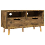 vidaXL Engineered Wood TV Stand in Smoked Oak - Scandinavian Style TV Cabinet with Ample Storage Space and Sturdy Structure - Ideal for Living Room