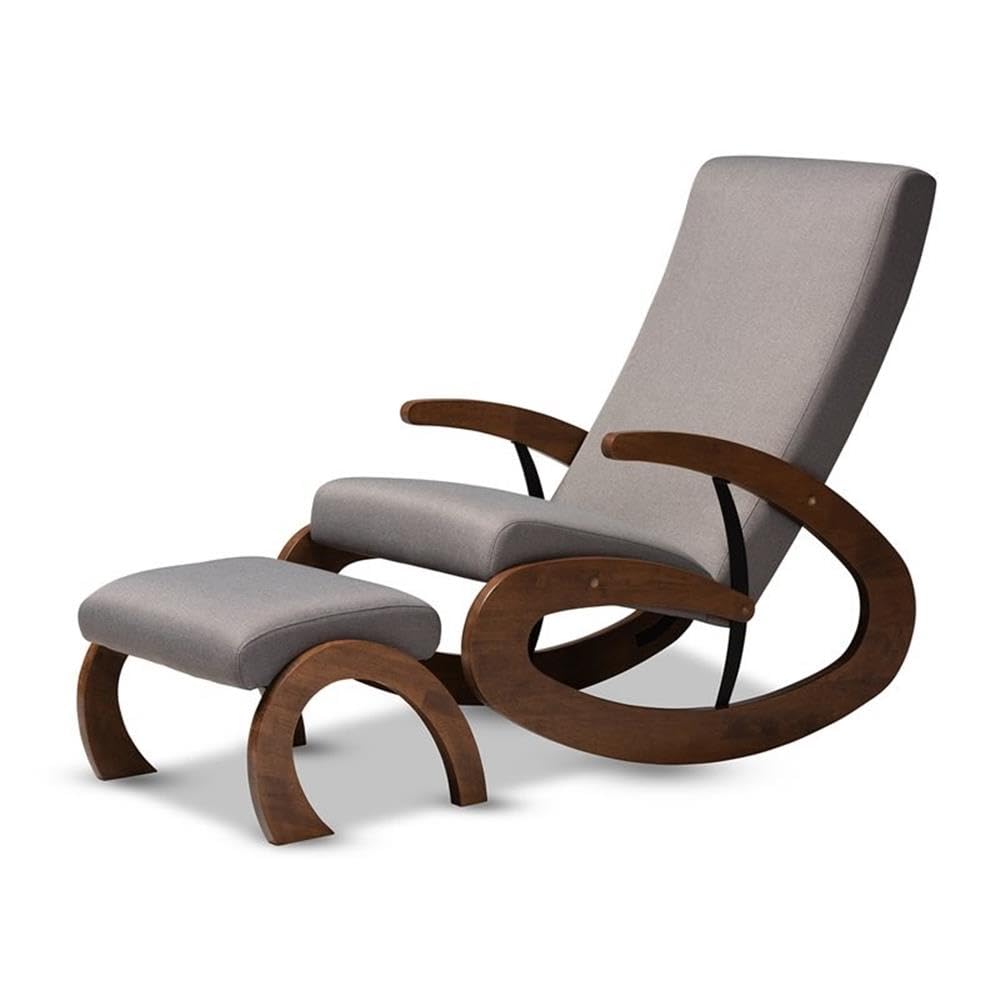 Baxton Studio Kaira Rocking Chair and Ottoman Set - Thumbnail 2
