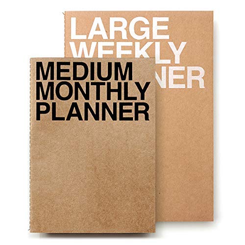 Jstory Planner - Medium Monthly And Large Weekly Planner Set Of 2 Undated Year Round Thick Quality Paper Eco-Friendly Stitch Bou