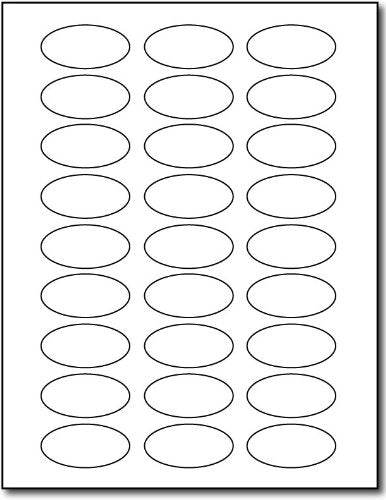 White Oval Labels - 2' X 1' - 27 Labels Per Sheet - For Inkjet & Laser Printers - 25 Sheets / 675 Labels