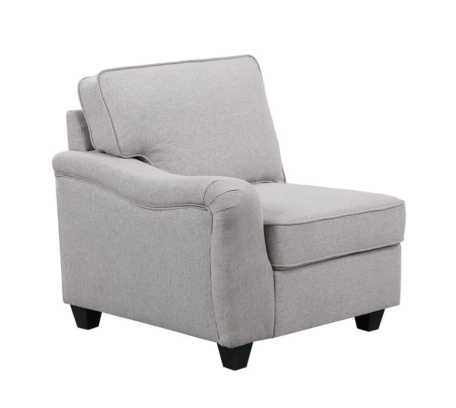 Lilola Home Leo Light Gray Linen 8Pc Modular L-Shape Sectional Sofa and Ottoman