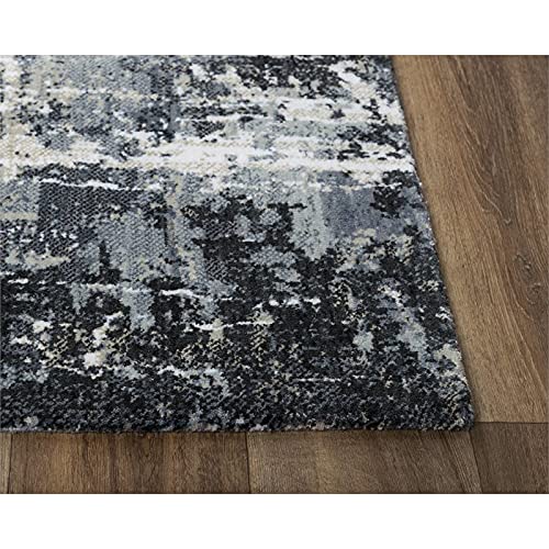 Elect 5'2" X 7'9" Abstract Gray/Gray /Blue Power-Loomed/Hybrid Area Rug