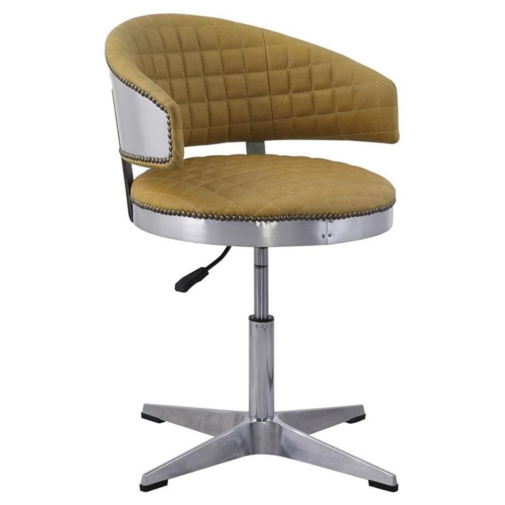 Acme Brancaster Adjustable Chair in Turmeric Top Grain Leather and Chrome