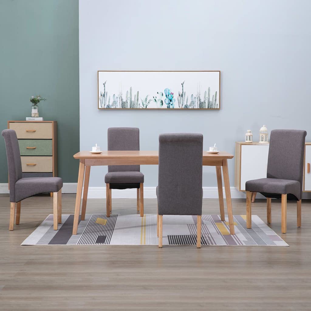 vidaXL Set of 4 Modern Dining Room Chairs in Taupe Fabric - Comfortable and Spacious Seating with Resistant Wooden Frame