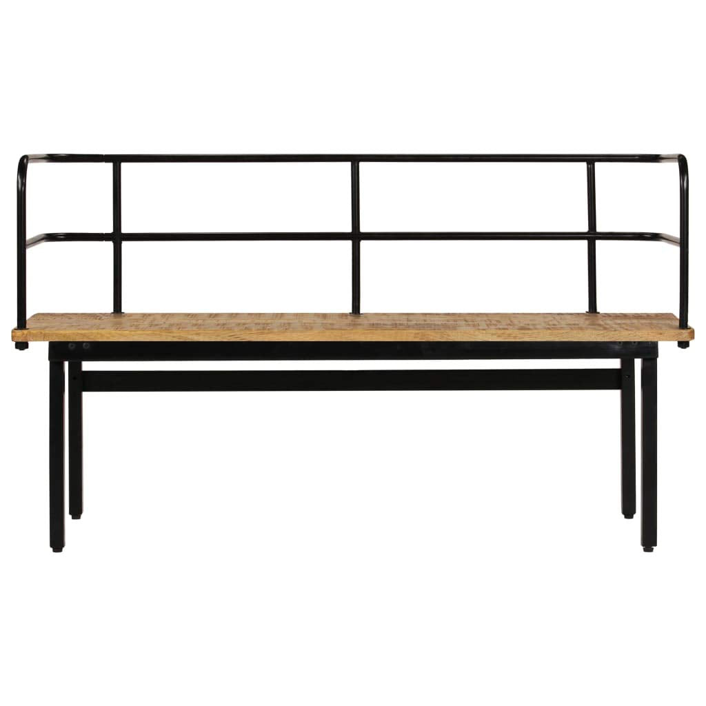 vidaXL Solid Mango Wood Bench – Rustic Industrial Style, Handcrafted, Iron Frame, Durable and Unique - Ideal for Halls, Bedrooms & Living Rooms - 47.2&quot;x15.7&quot;x27.6&quot;