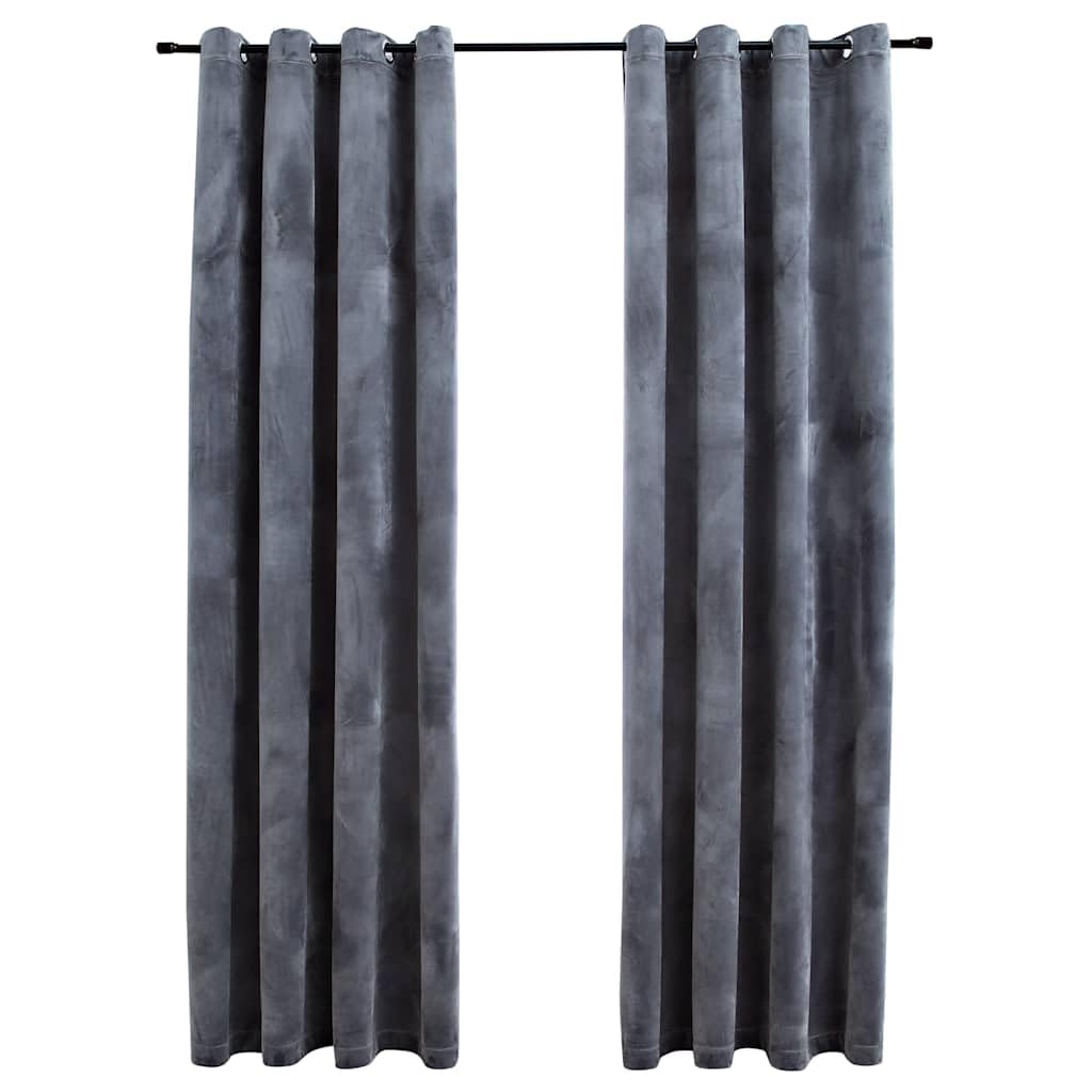 vidaXL - Velvet Blackout Curtains with Rings, 2 pcs in Anthracite, 54&quot;x84&quot;, Machine Washable, Ideal for Privacy and Light Blocking