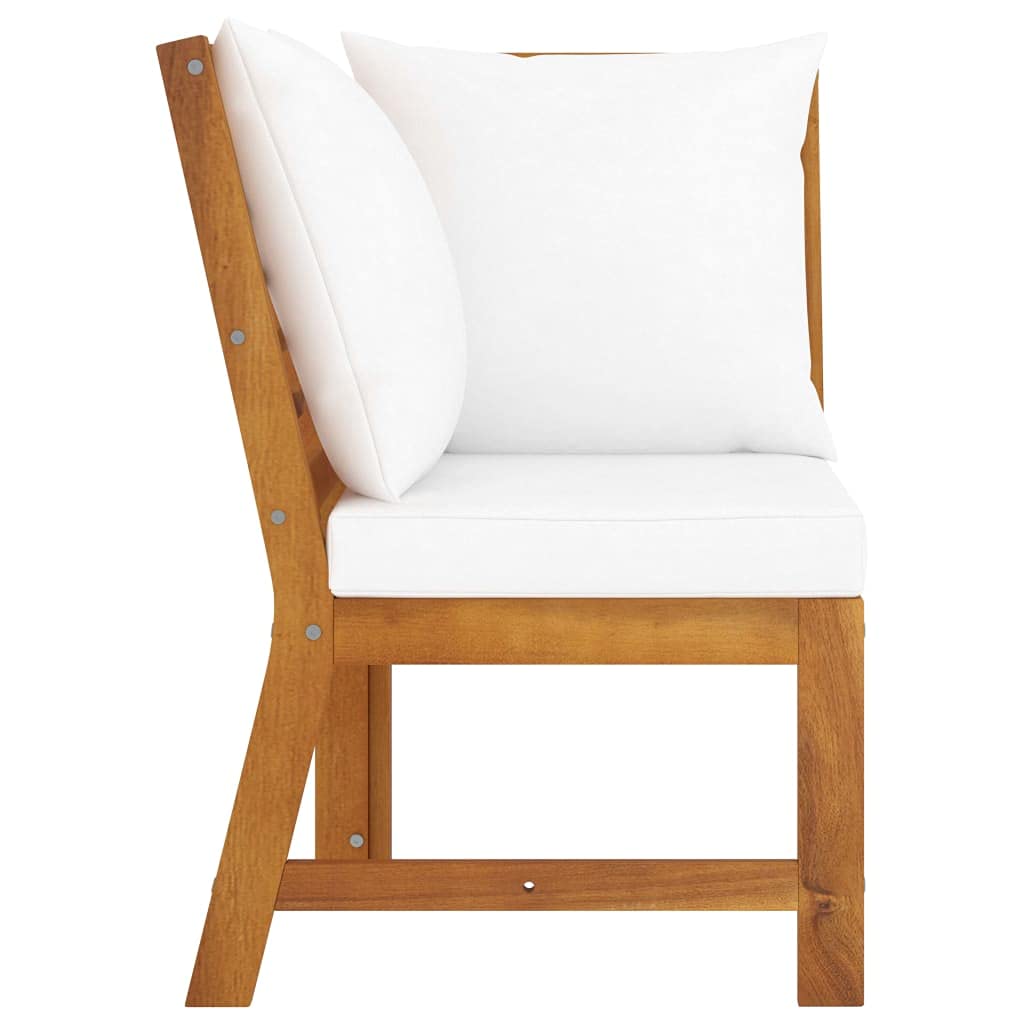 vidaXL Sectional Corner Sofa - Solid Acacia Wood, Weather-Resistant, Perfect for Indoor and Outdoor Use, Cream Cushion, Buildable with Other Products, Prop 65 Warning