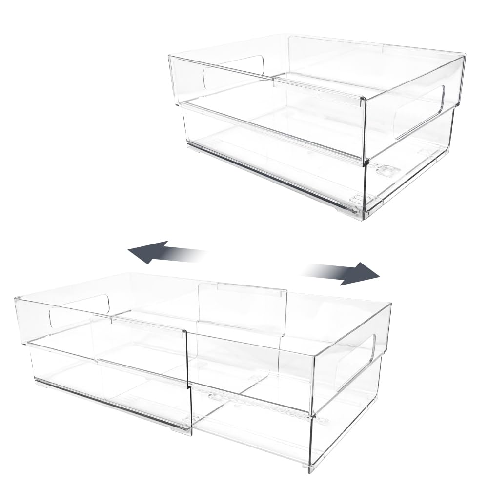 Isaac Jacobs 2Pack Clear Expandable Storage Bins  Medium