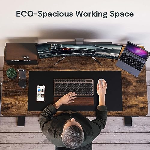 Flexispot En1 Whole-Piece Adjustable Desk, 48X24 Electric Standing Desk Sit Stand Desk For Home Office (Black Frame + Rustic Top, 2 Packages)
