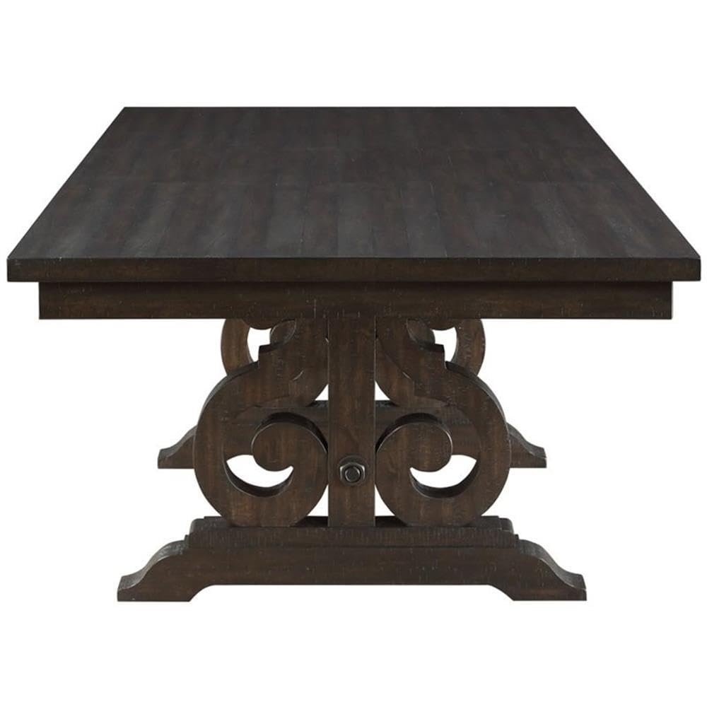 Acme Maisha Rectangular Wooden Dining Table with Leaf in Rustic Walnut