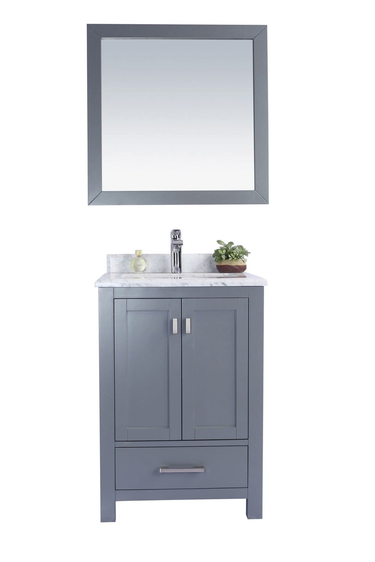 Laviva Wilson 24 - Grey Cabinet White Carrara Marble Countertop