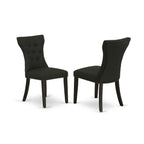 East West Furniture Dlga3-Blk-24 3 Piece Kitchen Table & Chairs Set Contains A Round Dining Room Table With Dropleaf And 2 Black Linen Fabric Parsons Dining Chairs, 42X42 Inch, Black