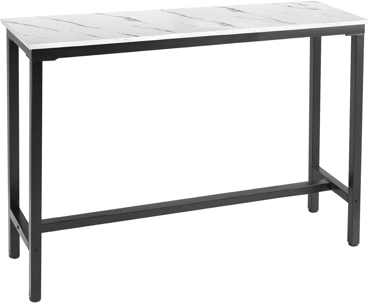 Mr Ironstone 53' Bar Table White Marble Industrial Pub Dining Height Table Bistro Table (Indoor Use Only)