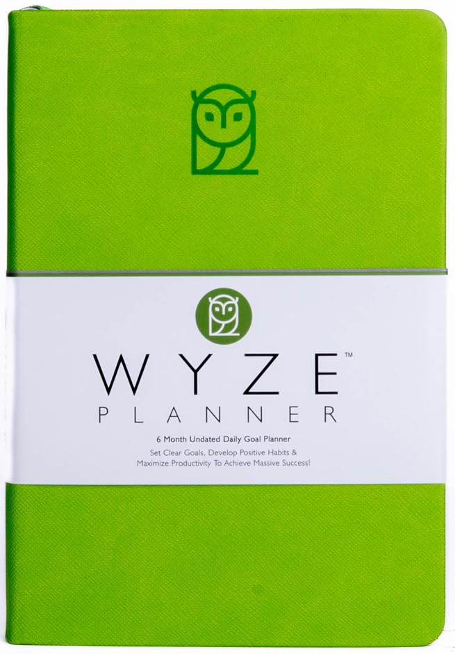 Wyze Planner - Undated Daily Planner, 6 Months, Full Page Per Day & Hourly Schedule. A5, Hardcover. Goal Setting, Monthly, Weekl