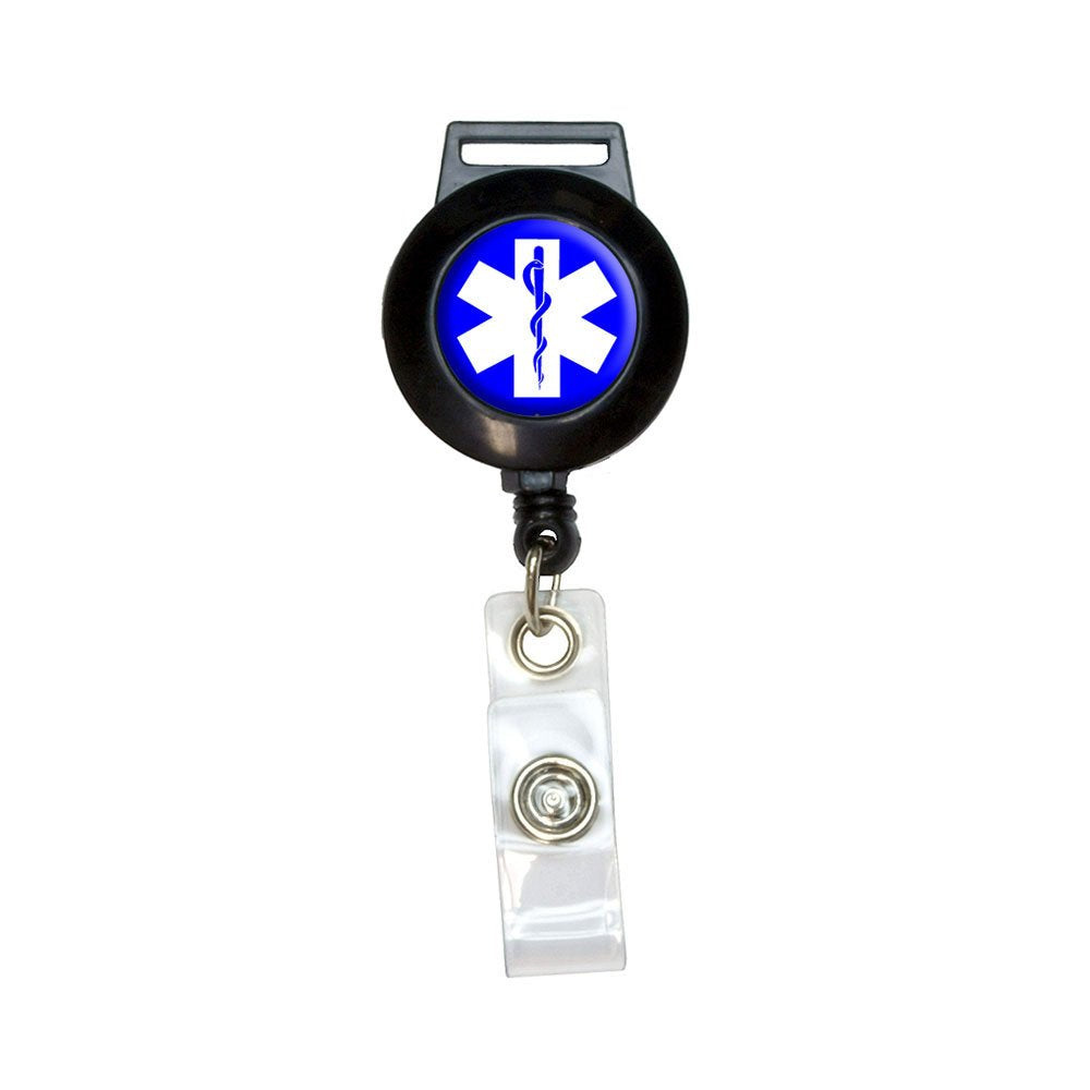 Star Of Life - Medical Health Emt Rn Md Lanyard Retractable Reel Badge Id Card Holder