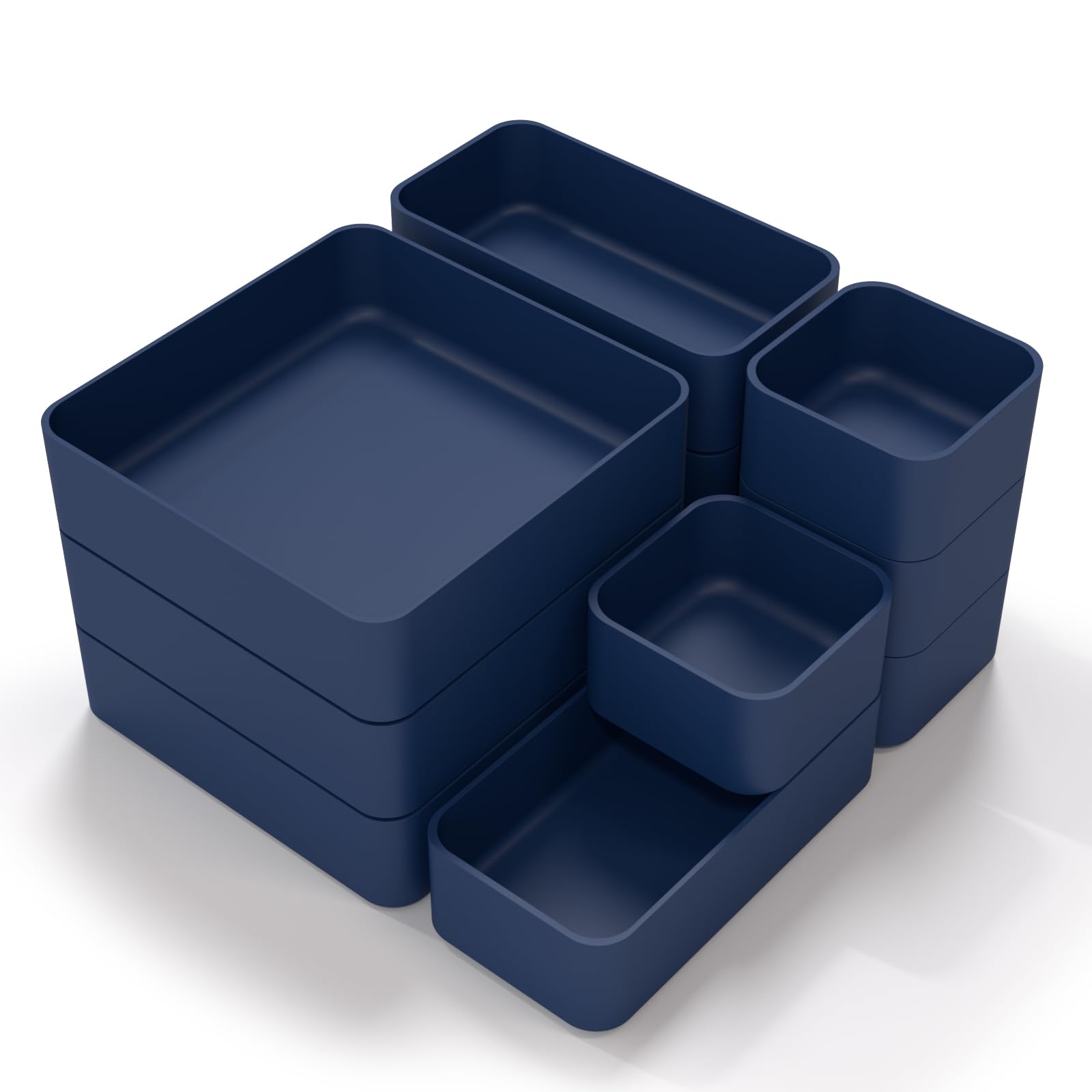 Chancetsui 11-Piece Stackable Drawer Organizer Set, Multi-Size Desk Drawer Organizer Trays Vanity Storage Bins For Storing Makeu