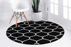 Unique Loom Trellis Frieze Collection Area Rug - Rounded (5' 1'' Round Black/Ivory)