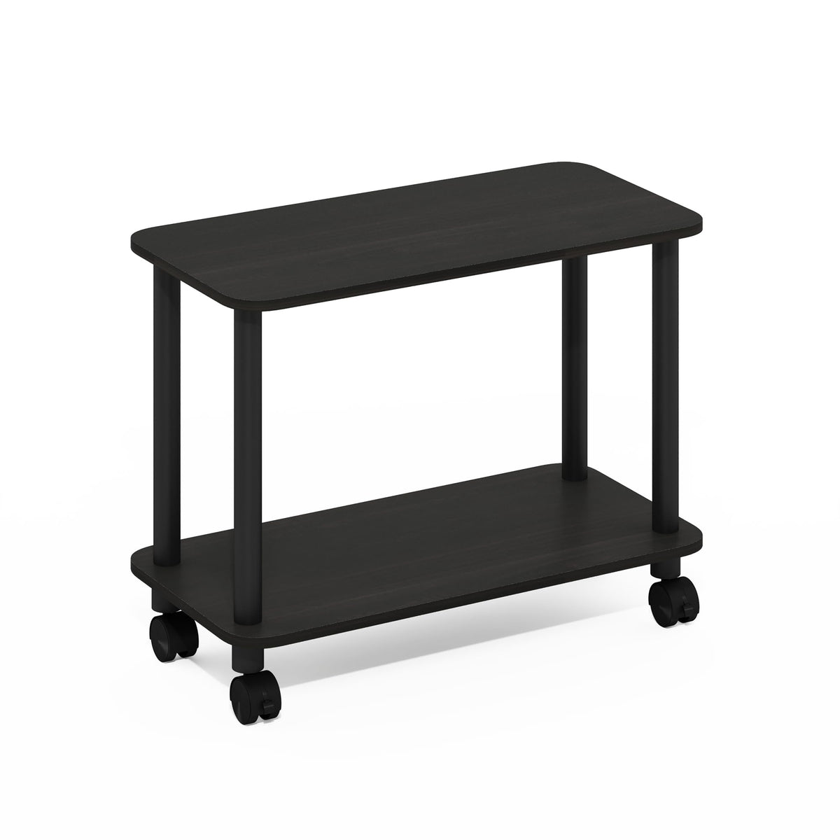 Furinno Turn-N-Tube Modern Rectangle End Table, Side Table with Casters, Espresso/Black