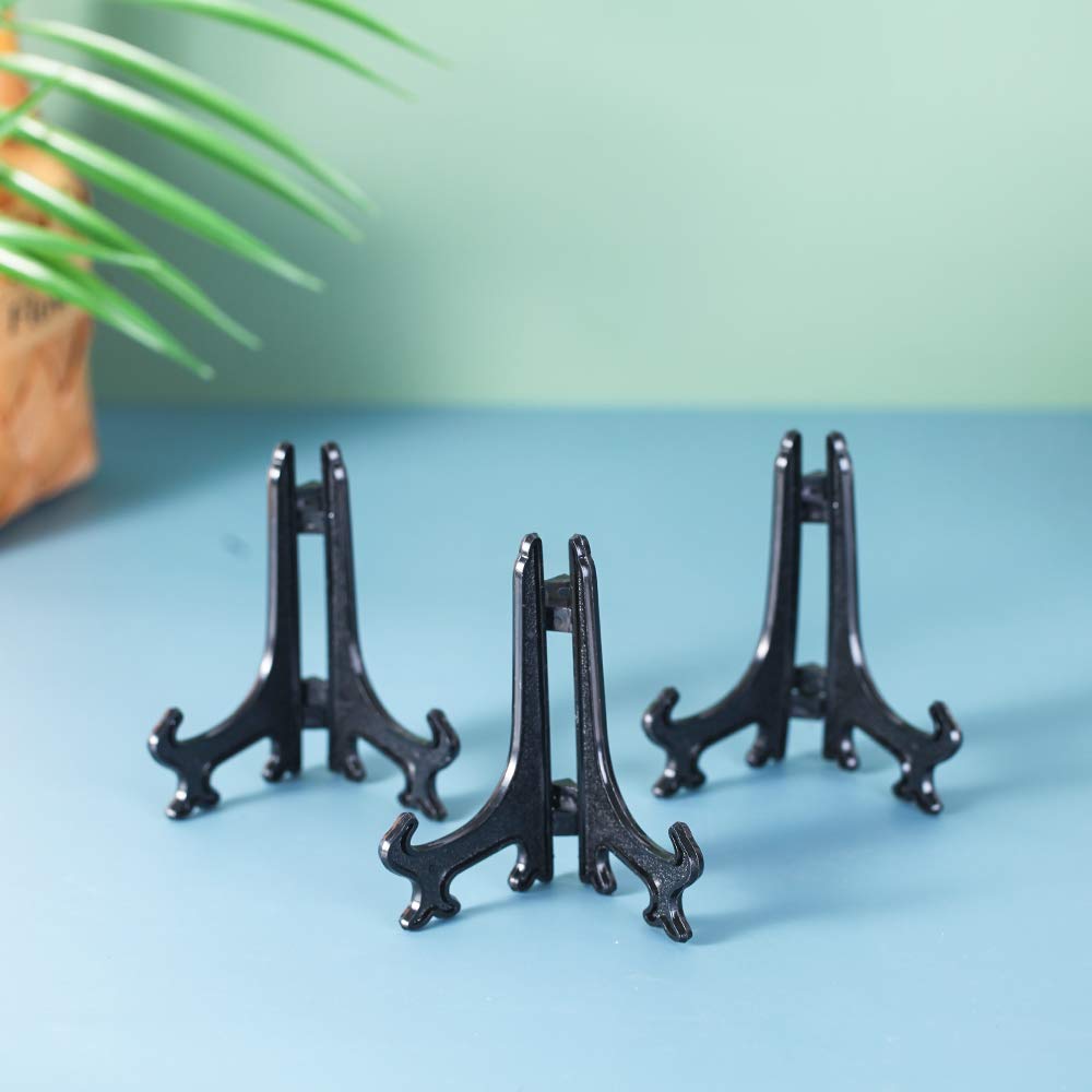 Artliving 4'' Black Plastic Stand Cookie Holder Display Stand Place Card Holder Display Easels At Weddings, Birthday Party(24 Pa