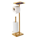 Sfemn Toilet Paper Holder with Tray at The Top, Heavy-Weighted Base No Wobbly, Freestanding Toilet Paper Rolls Stand, Hold Extra