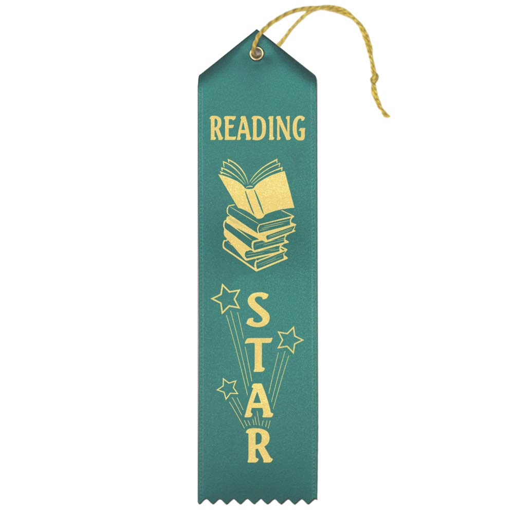 Ribbonsnow Reading Star Ribbons - 25 Teal Ribbons With Card & String