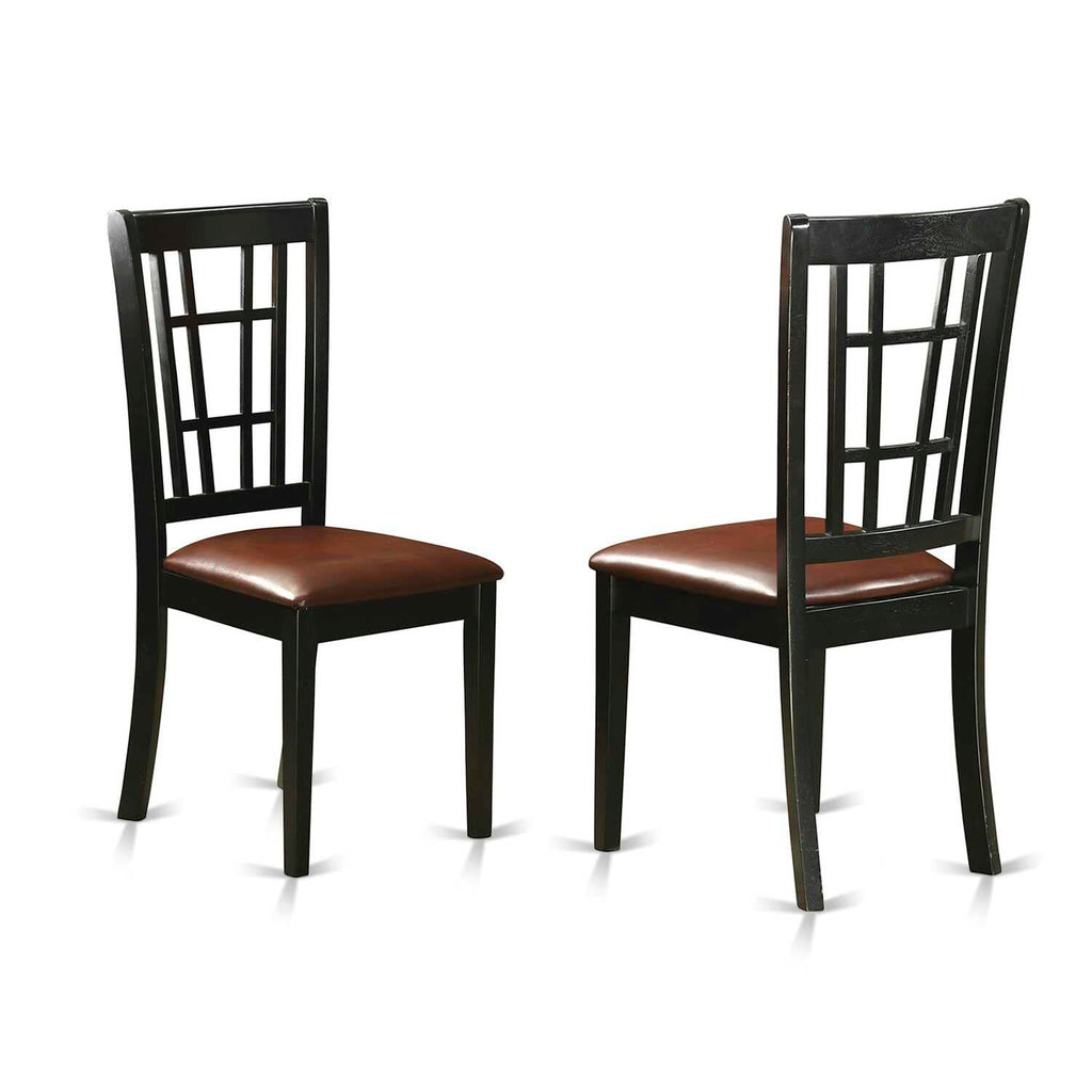 East West Furniture Amni3-Bch-Lc 3 Piece Dining Room Furniture Set Contains A Round Dining Table With Pedestal And 2 Faux Leather Upholstered Chairs, 36X36 Inch, Black & Cherry