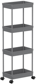 Sooyee 4 Tier Wide Storage Cart Mobile Shelving Unit Organizer Slide Out Storage Rolling Utility Cart Tower Rack for Kitchen Bat