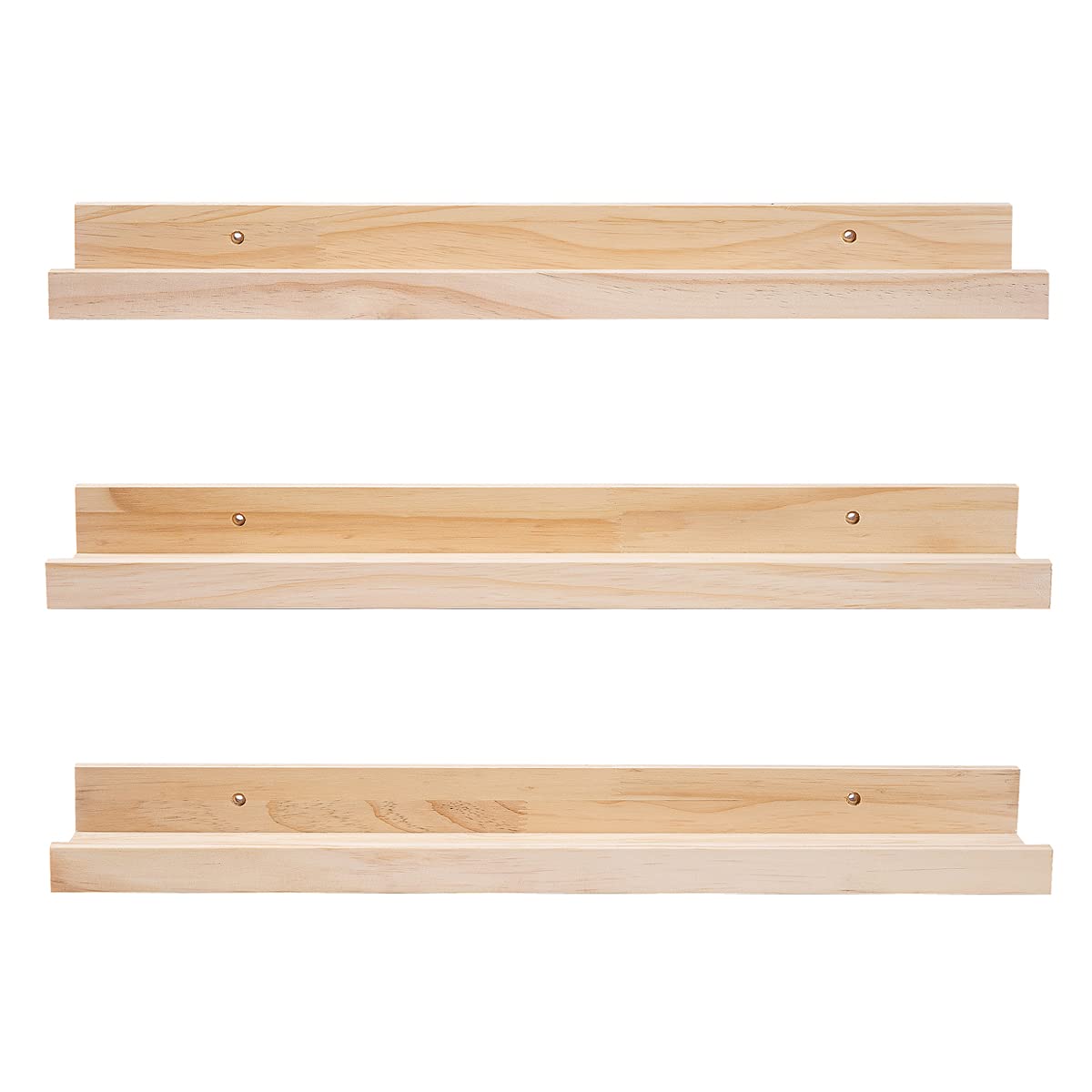 MBYD 24 Inch Floating Shelves Natural Wood Set of 3, Wall Mount Picture Ledge Wooden Wall Shelf for Home Decoration for Bedroom,
