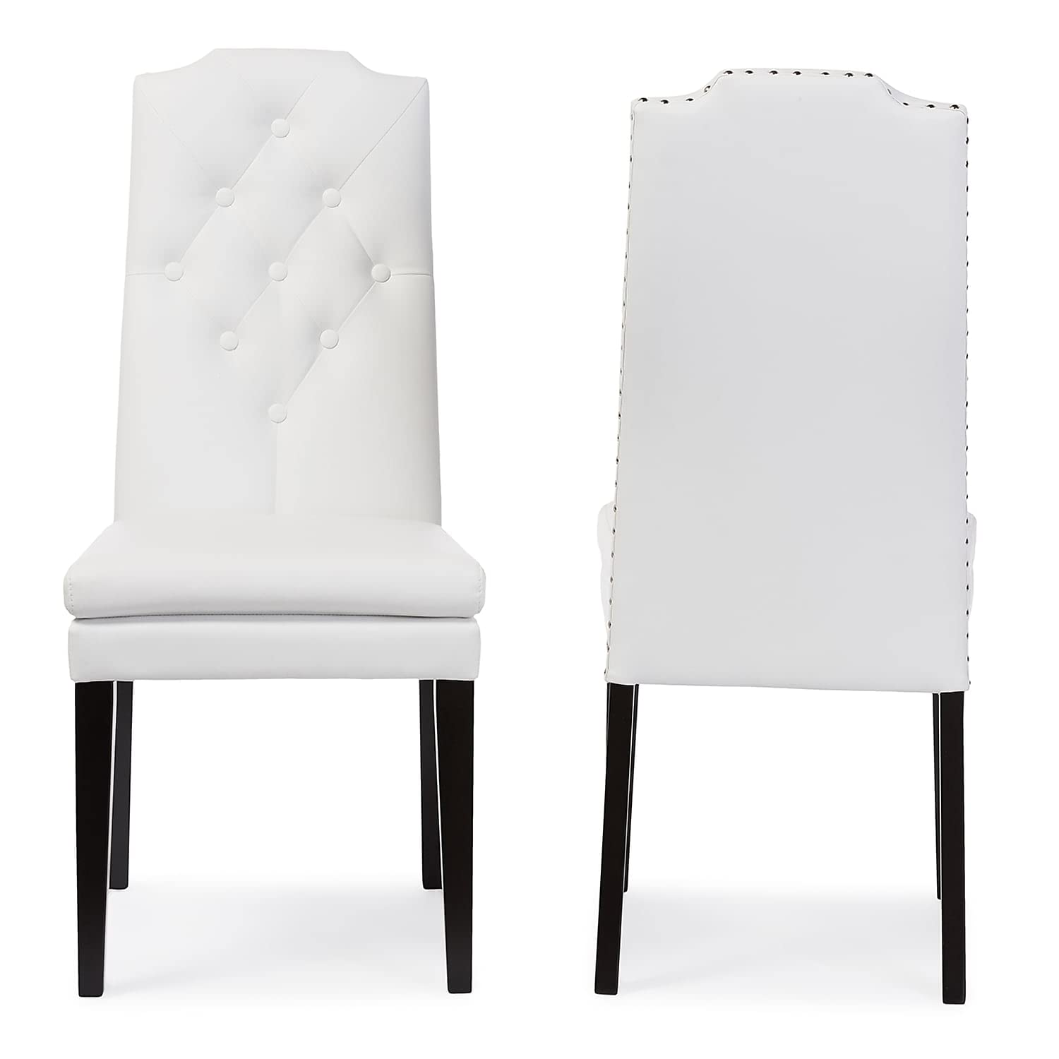 Baxton Studio Dylin Contemporary Faux Leather Dining Chair, White, 2/Pack (120-2P-6601-HIT)