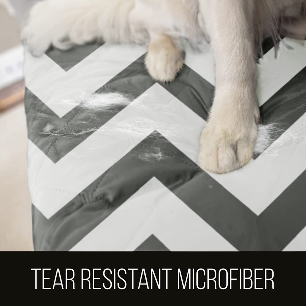 Sofa Shield Patented Couch Cover, Large Furniture Protector With Straps, Reversible Tear And Stain Resistant Slipcovers, Quilted Microfiber 70” Seat, Washable Covers For Dogs, Kids, Charcoal Linen