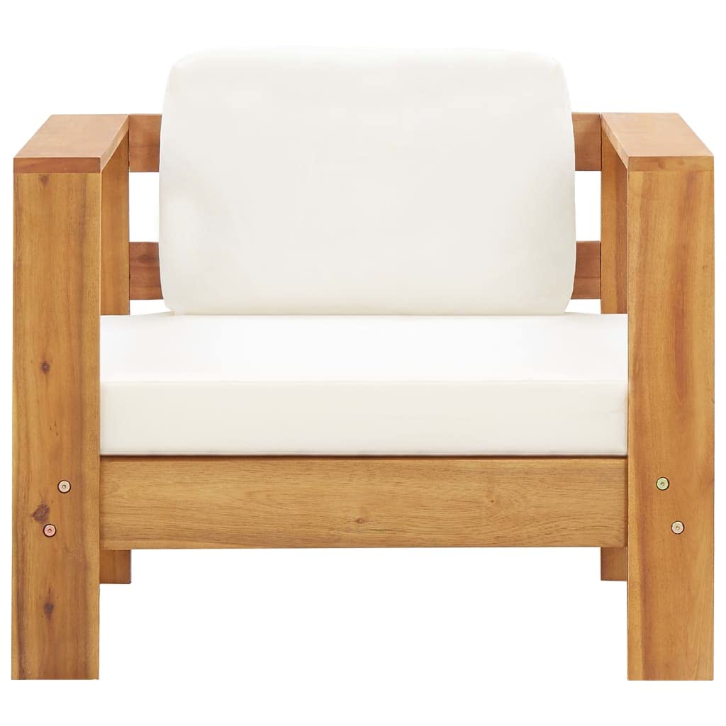 vidaXL Solid Wood Acacia Patio Lounge Set 4 Piece with Cushions Garden Outdoor Lawn Yard Terrace Balcony Wooden Sofa Furniture Cream