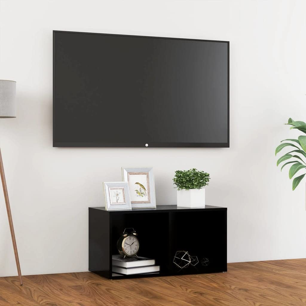 vidaXL TV Cabinet Black 28.3&quot;x13.8&quot;x14.4&quot; Chipboard