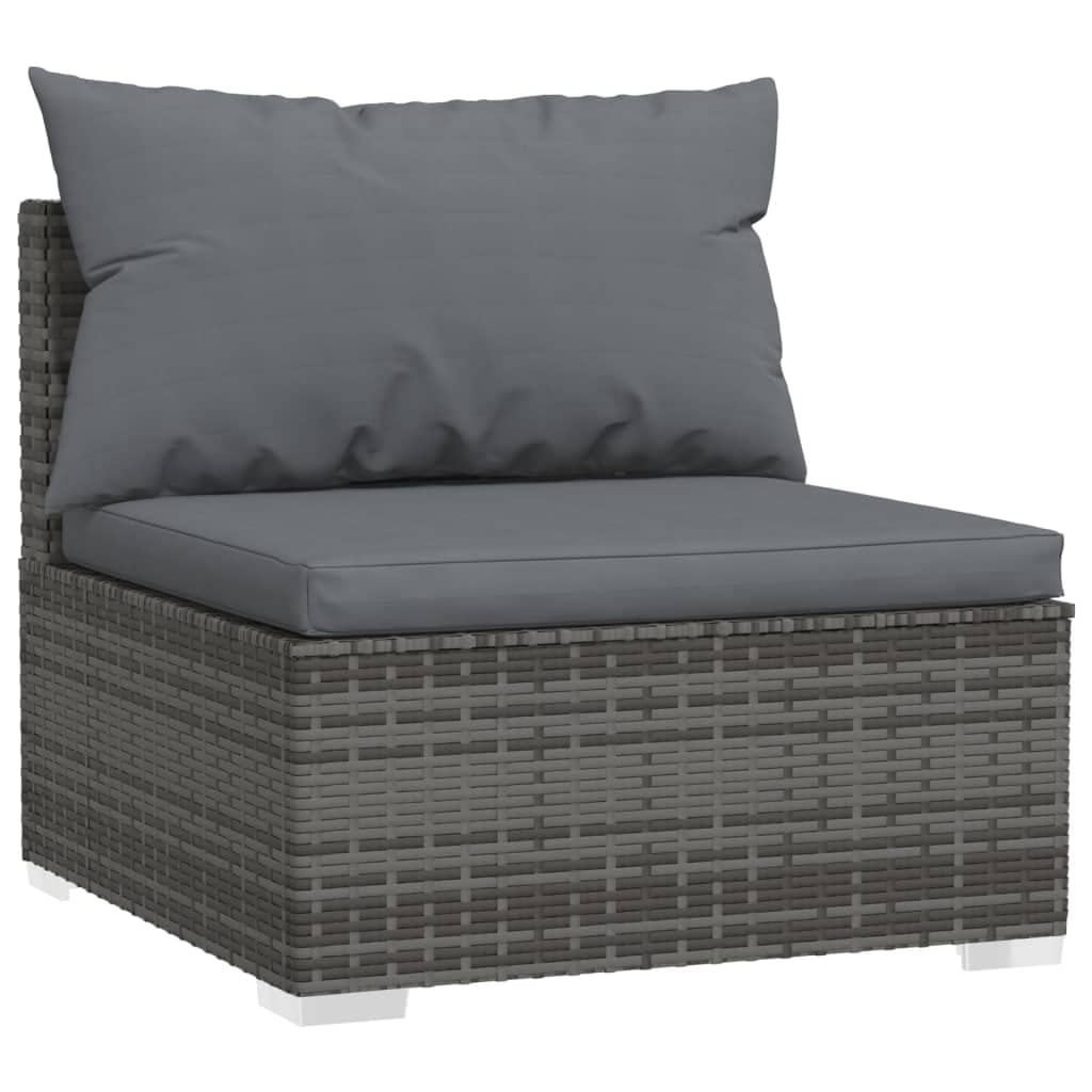 vidaXL Patio Lounge Set 14 Piece with Cushions Garden Outdoor Lawn Yard Terrace Balcony Seat Seating Sofa Lounge Set Furniture Gray Poly Rattan