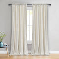 Jiuzhen Ivory Velvet Curtains 108 Inches For Living Room - Thermal Insualted Room Darkening Rod Pocket Thick Velvet Window Drape