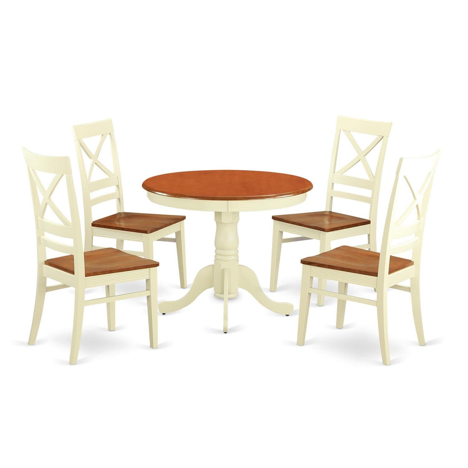 East West Furniture Anqu5-Whi-W 5 Pc Table Set For 4-Kitchen Dinette Table And 4 Kitchen Chairs