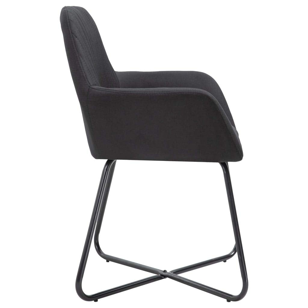 vidaXL Modern Dining Chairs - Set of 6 ?Black Fabric with Stable Powder-Coated Steel Legs, Ergonomically Designed for Comfort, Perfect for Dining Room and Living Room