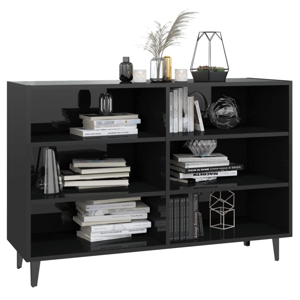 vidaXL Sideboard High Gloss Black 40.7&quot;x13.8&quot;x27.6&quot; Chipboard