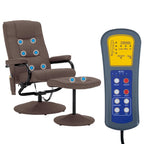 vidaXL Modern Massage Recliner with Footrest - Brown Fabric - Relaxation Chair for Living Room or Office, Feature-Packed with 8-Point Massage, Heat Function, Easy Assembly