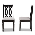 Baxton Studio Cherese Modern and Contemporary Grey Fabric Upholstered and Dark Brown Finished Wood 2-Piece Dining Chair Set