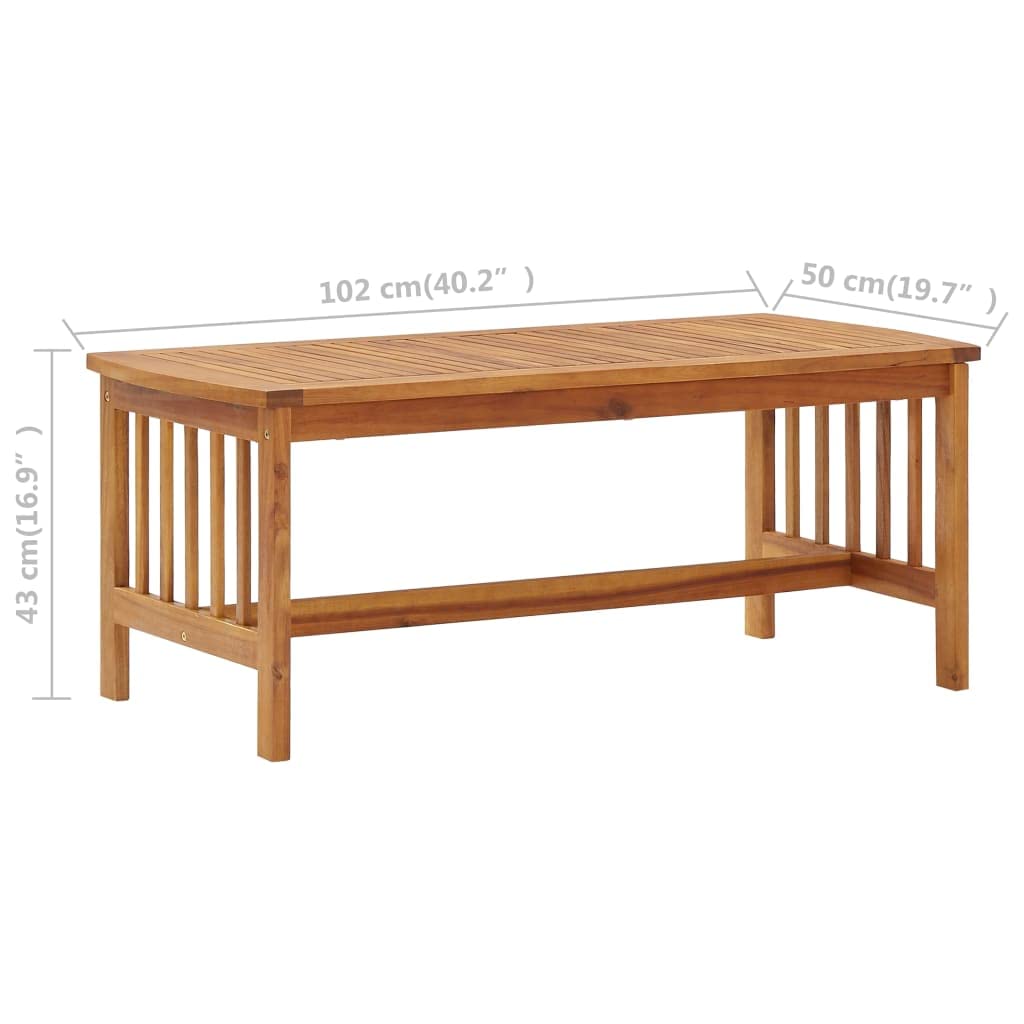 vidaXL Rectangular Coffee Table in Solid Acacia Wood- Oil Finished, Farmhouse Styled Living Room Centerpiece with Slatted Tabletop Design and Unique Grain Pattern