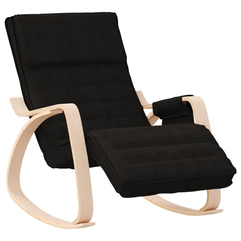 vidaXL Modern Style Rocking Chair with Gentle Rocking Function, Superior Comfort Seat, Breathable Black Fabric