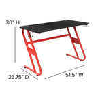 Flash Furniture Red Gaming Desk With Cup Holder/Headphone Hook & Black Reclining Back/Arms Gaming Chair With Footrest