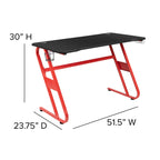Flash Furniture Red Gaming Desk With Cup Holder/Headphone Hook & Red Reclining Back/Arms Gaming Chair With Footrest