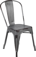 Flash Furniture Tenley Commercial Grade Distressed Silver Gray Metal Indoor-Outdoor Stackable Chair