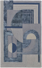 HomeRoots 515327 8 x 10 ft. Blue Ivory & Gray Wool Striped Hand Tufted Handmade Rectangle Area Rug