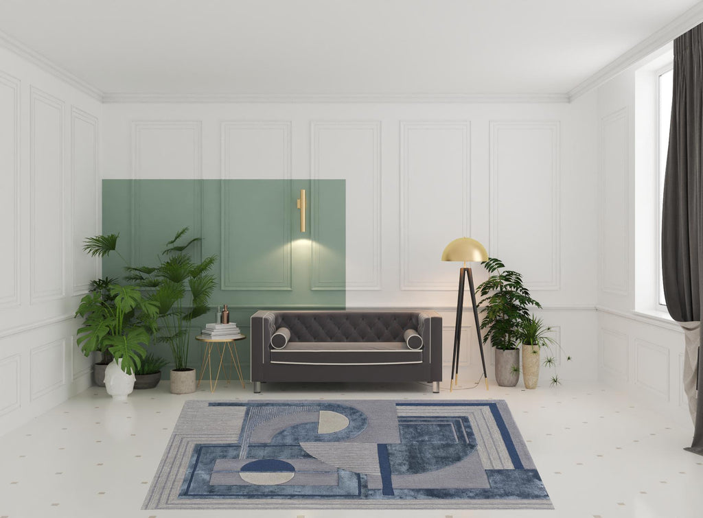 HomeRoots 515327 8 x 10 ft. Blue Ivory & Gray Wool Striped Hand Tufted Handmade Rectangle Area Rug