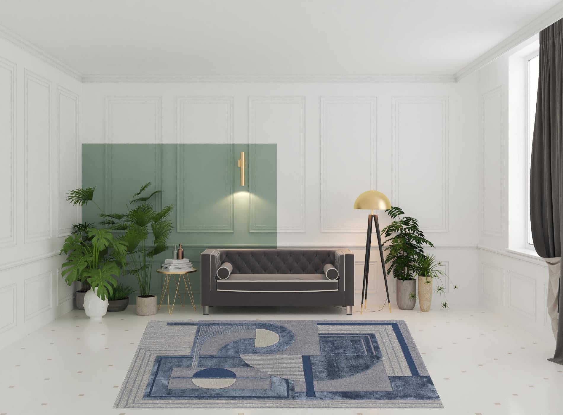 HomeRoots 515327 8 x 10 ft. Blue Ivory & Gray Wool Striped Hand Tufted Handmade Rectangle Area Rug
