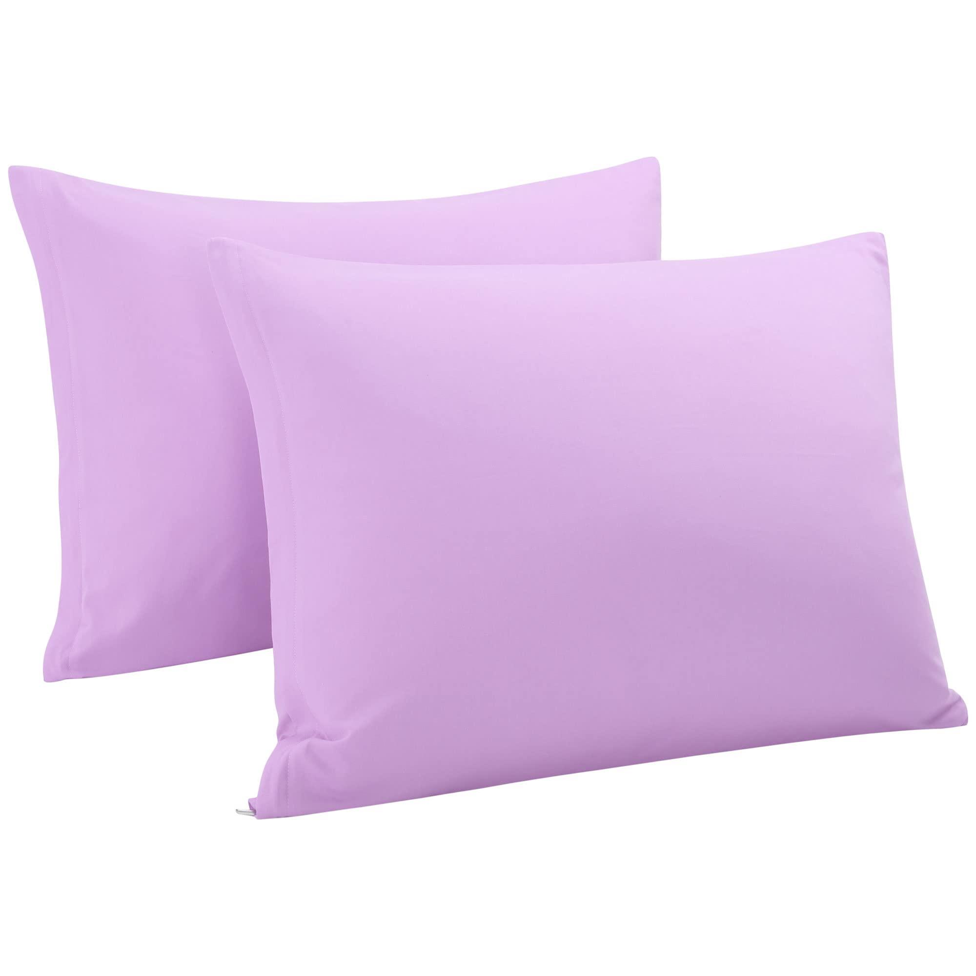 Uxcell Pillowcases Weave From 100% Egyptian Cotton, Breathable Soft Pillow Cases With Zipper Closure, 2 Pcs Light Purple Pillow