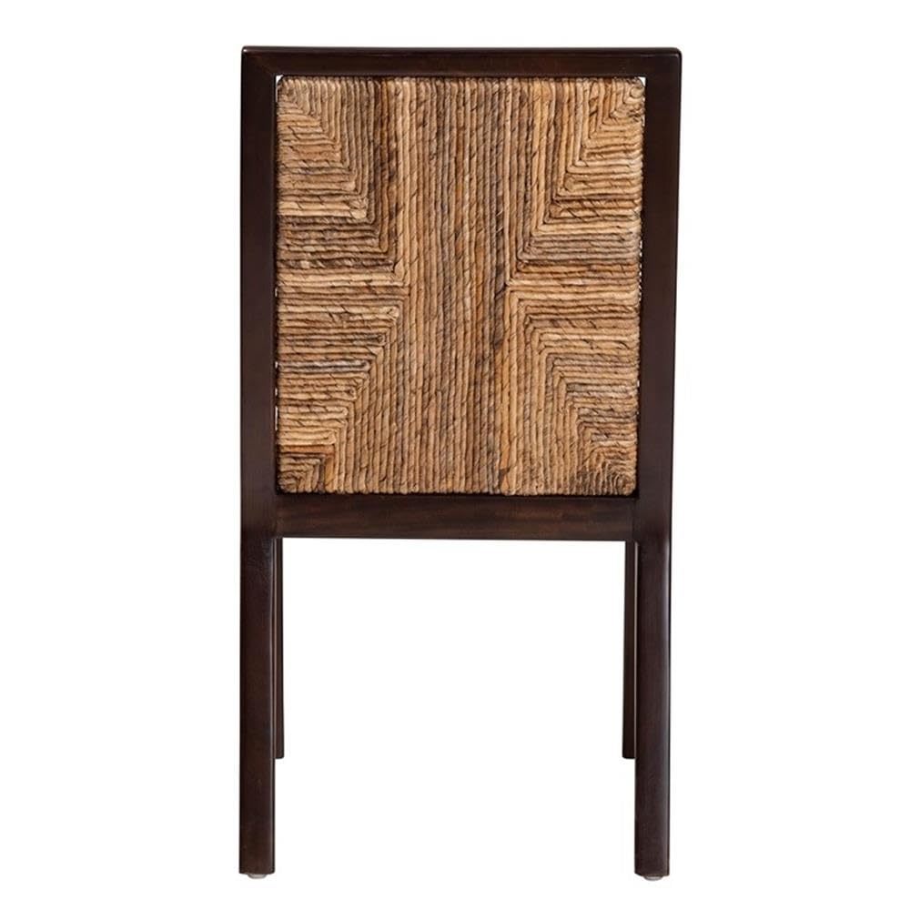 Baxton Studio Joana Modern Bohemian Dark Brown Mahogany Wood and Natural Abaca Dining Side Chair